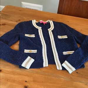 Navy and Cream sweater Jacket